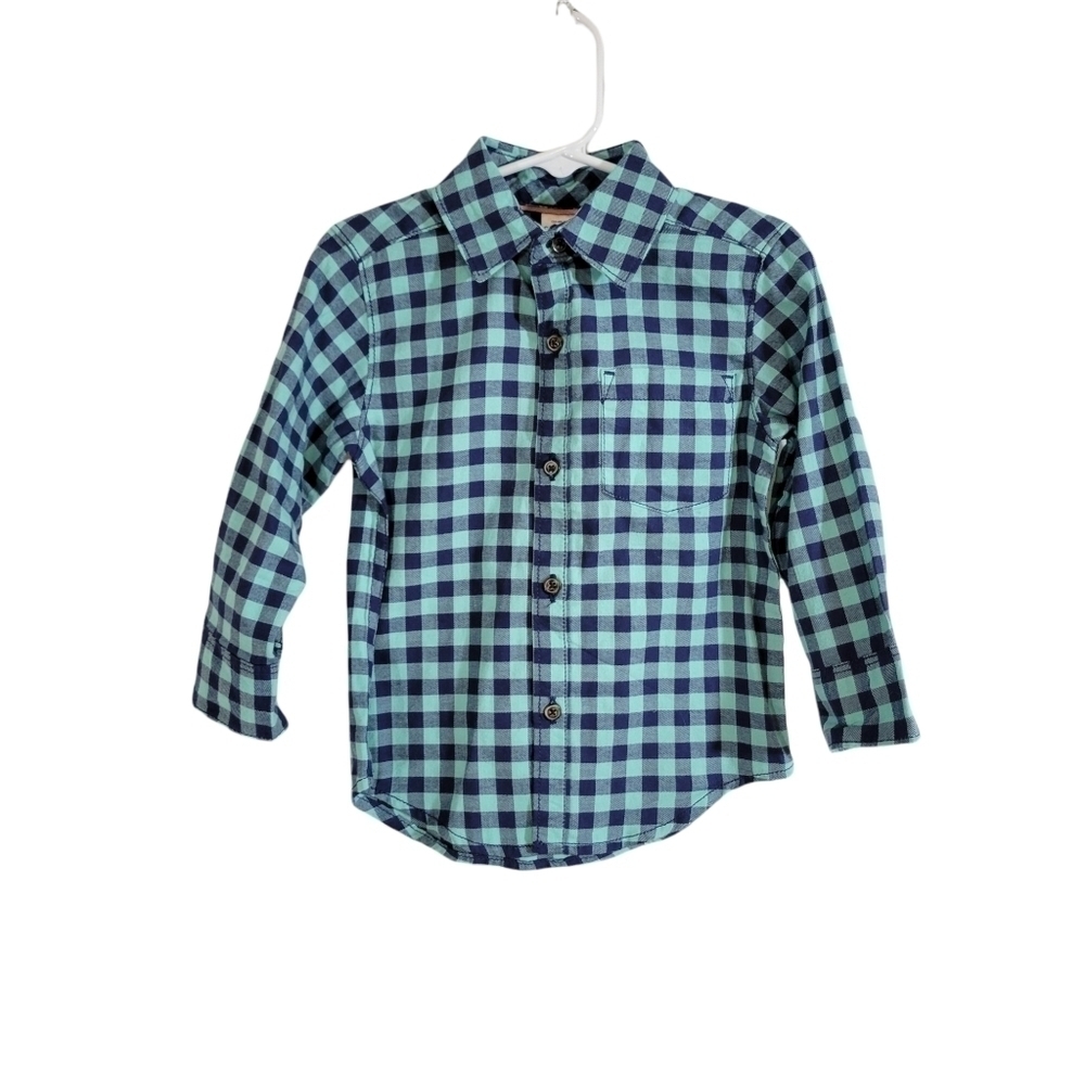 NWT Carter's Green & Blue Buffalo Plaid Flannel Button-down Shirt